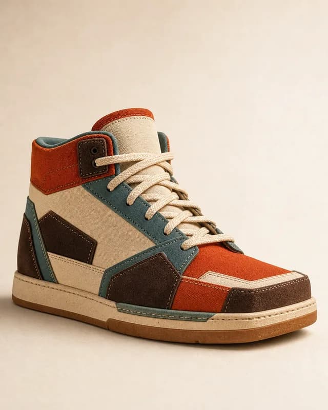 Original rust, teal, cream, and brown collectible sneaker